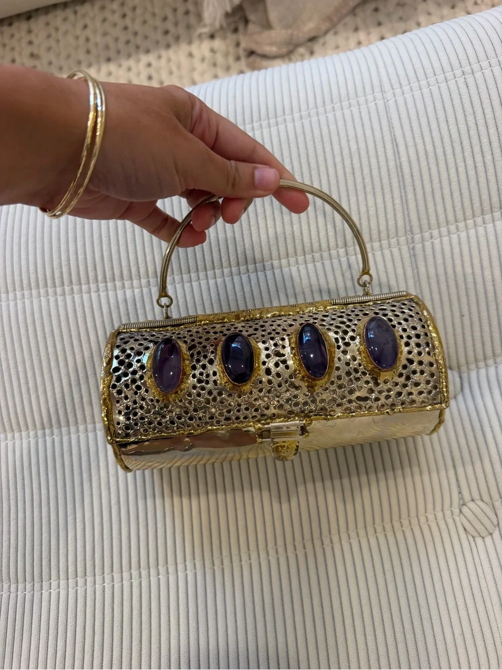 Handmade Copper/Brass Evening Handbag with Amethyst Accents